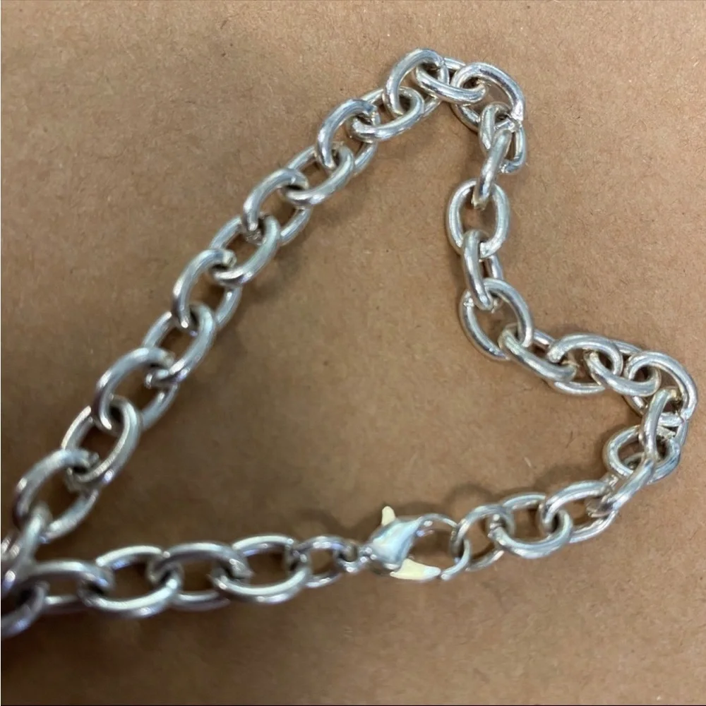 The Letter “B” Heart Charm Bracelet Rhinestones & Silver Plated